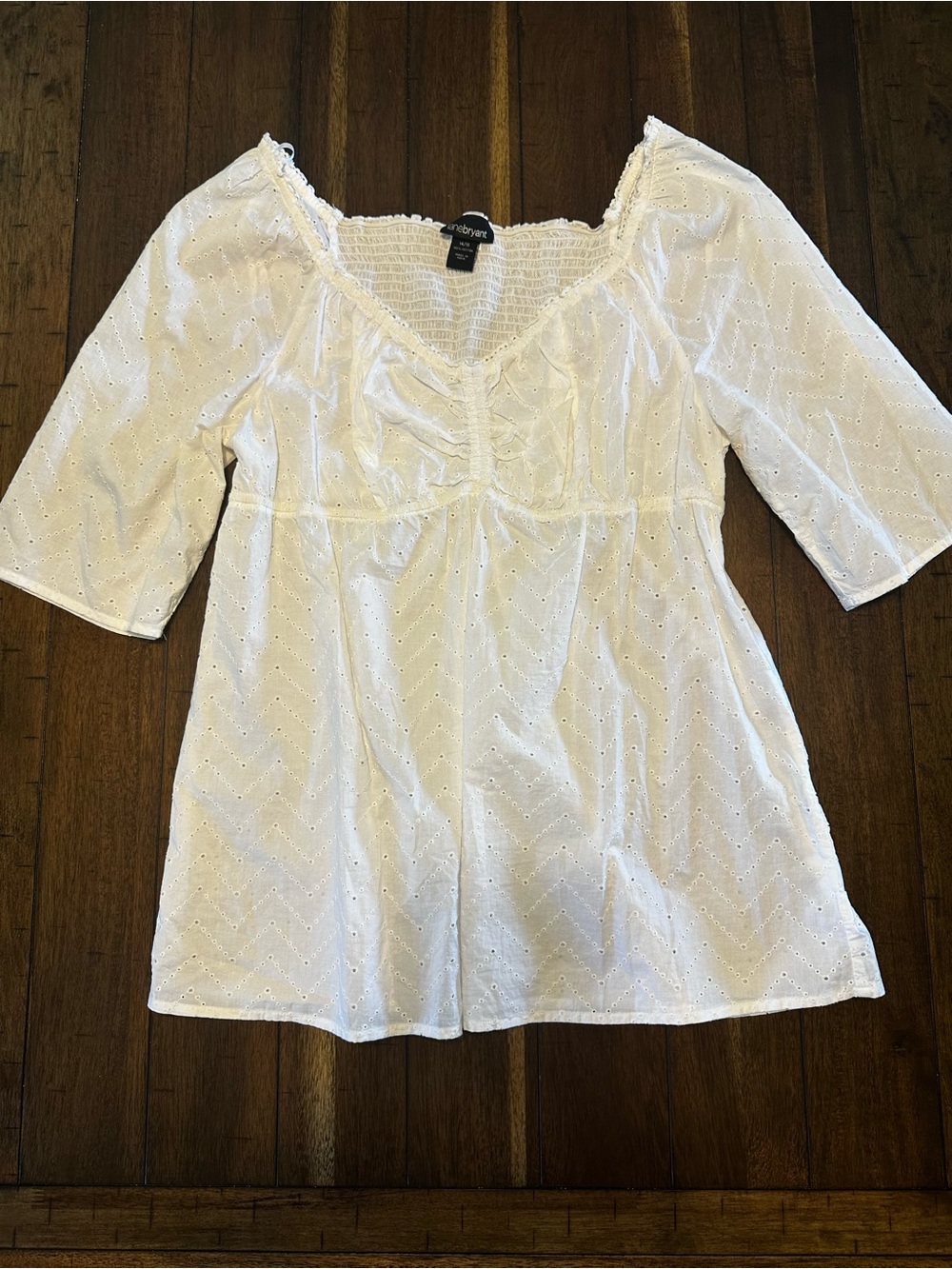 Lane Bryant White Eyelet Peasant Tunic